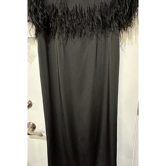 Mac Duggal Embellished Neck Feather Trim Cocktail Dress 11787 Size 14 Evening - Picture 9 of 16